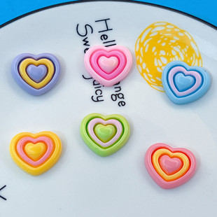 Glossy Colorful Gradient Heart Hairpin Refrigerator Magnet Mobile Phone Case Shoe Buckle Clothing DIY Patch Accessories Resin Accessories