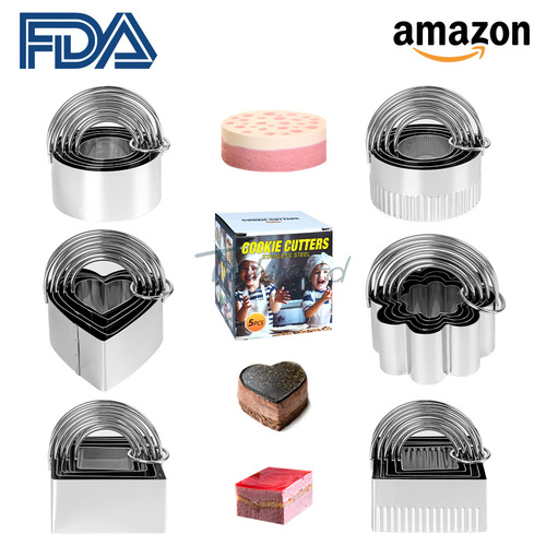 Five-piece stainless steel cookie cutter set, dough cutter, cookie cutter, cookie cutter