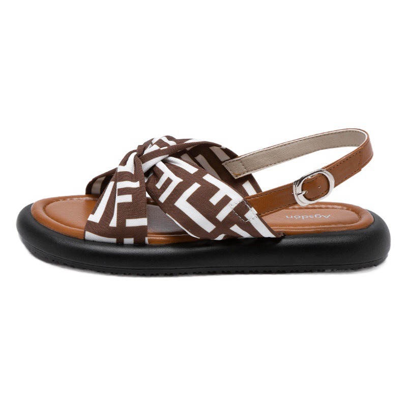 Sandalias de Mujer Augu Shiden, Verano 2025, Nuevas, Planas, Estilo Retro Romano, para Playa y Deportes al Aire Libre