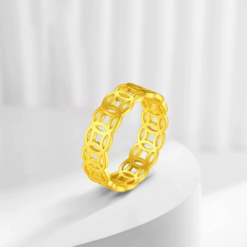 Кольцо из 18-каратного золота с медной монетой, без формы au750, древняя монета счастья, золотое кольцо, модель для пары, водная ракушка, оптовая продажа