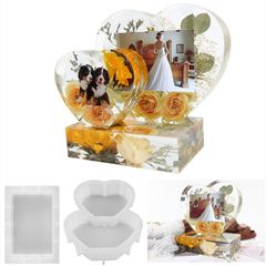 diy水晶滴膠環氧樹脂愛心相框愛心擺件長放心組合鏡面硅膠模具