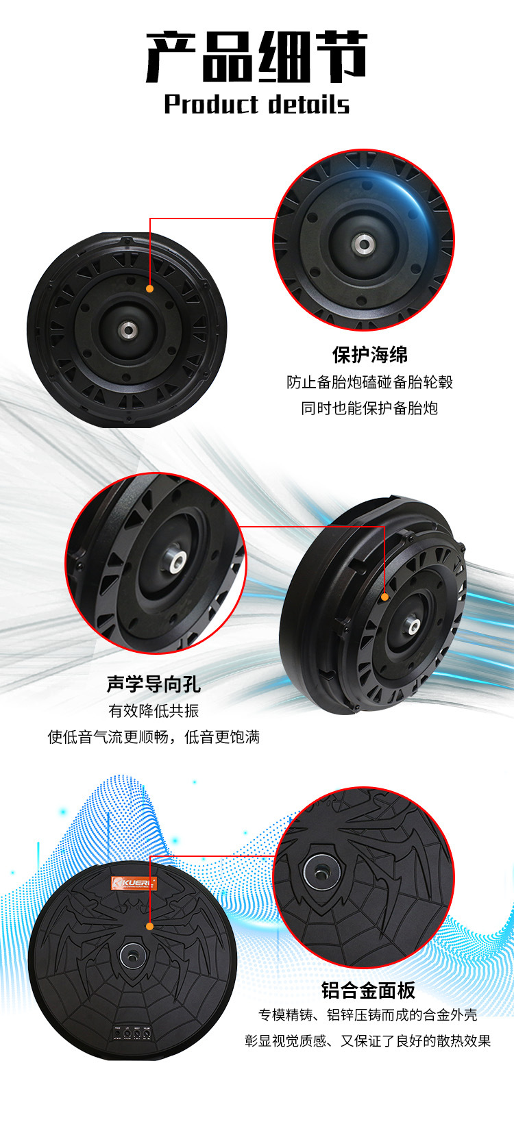 Manufacturer wholesale car audio modification high-power 12V active Class D heavy-duty 12inch car spare tire subwoofer