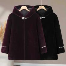 新款中老年冬装外套女中长款大码连帽皮毛大衣高档加厚貂绒妈妈装