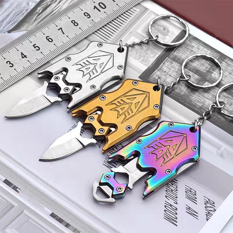 钥匙扣折叠刀迷你小刀变形金刚小刀子户外便携多功能快递刀组合刀