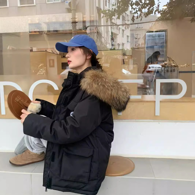 Blue Tooling Down Jacket Women's Winter 2024 New Mid-length White Duck Down Couple Thickened Parker Jacket Trendy