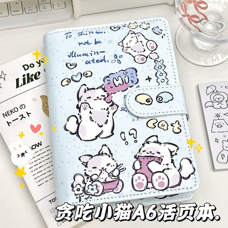 贪吃小猫a6活页本可爱少女记事本子ins高颜值手账本少女心超萌|undefined