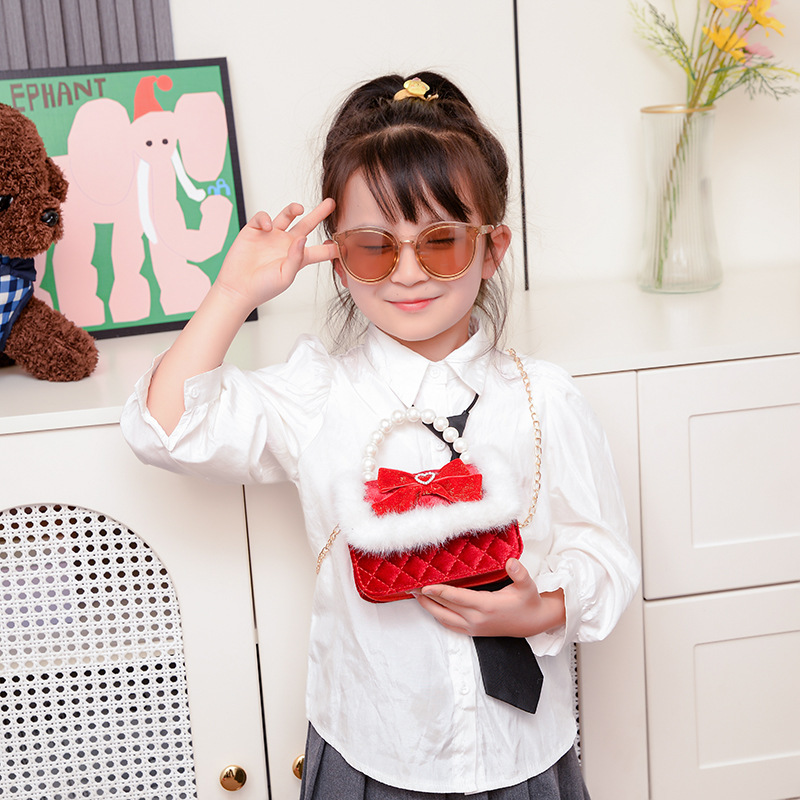 Bolsos infantiles, bolsos de arco de perlas, bolsos de mano, bolsos de Año Nuevo, bolsos de princesa de moda, bolsos de hombro