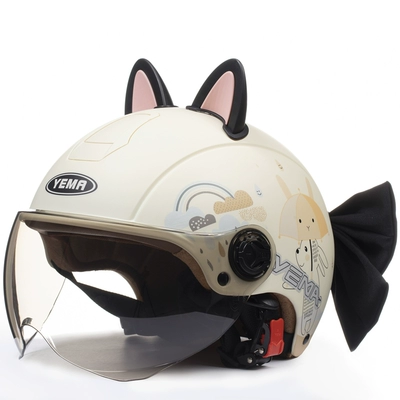Motosiklet dəbilqələri | Helmet Helmet Half Helmet - one-size-fits-all-matt-rabbit-black-pink-black-butterfly-w-comes-with-warm-ear-protection-removable