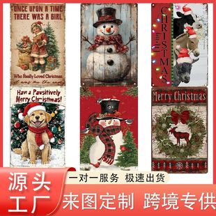 Cross-Border Christmas Creative Tin Paintings, Aluminum Plate Paintings, Personalized Wall Decorations, Bar Cafe Decorative Paintings Wholesale