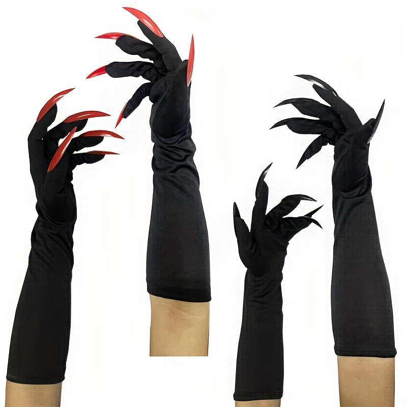 2026 Model N6133 Temu Overseas Warehouse Foreign Trade Halloween Fun Claw Gloves with Scary Long Nail Design