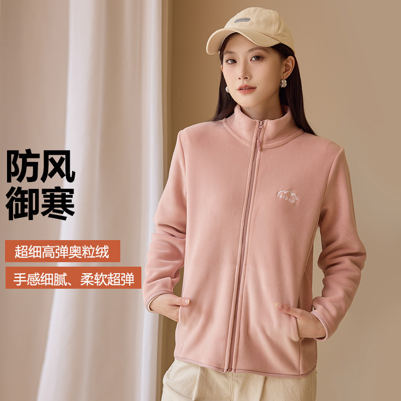 High-End Casual Thickened Warm Fleece Sweatshirt for Women, Stand Collar Zip-Up Sports Jacket, Stylish Spring Coat
