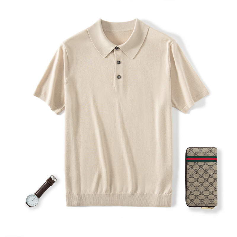 Consinee High-End Mulberry Silk Short-Sleeved T-Shirt Men's Polo Shirt Cashmere Half-Sleeved Business Casual Lapel Shirt T-Shirt Consinee High-End Mulberry Silk Short-Sleeved T-Shirt Men's Polo Shirt Cashmere Half-Sleeved Business Casual Lapel Shirt T-Shirt