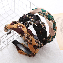 Gingham letter women's headband fabric diamond pattern versatile knot hair clip with teeth wide edge anti-slip hair accessory women's headband