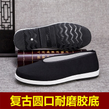批发新款春秋休闲老北京圆口布鞋男一脚蹬透气单鞋中老年开车鞋