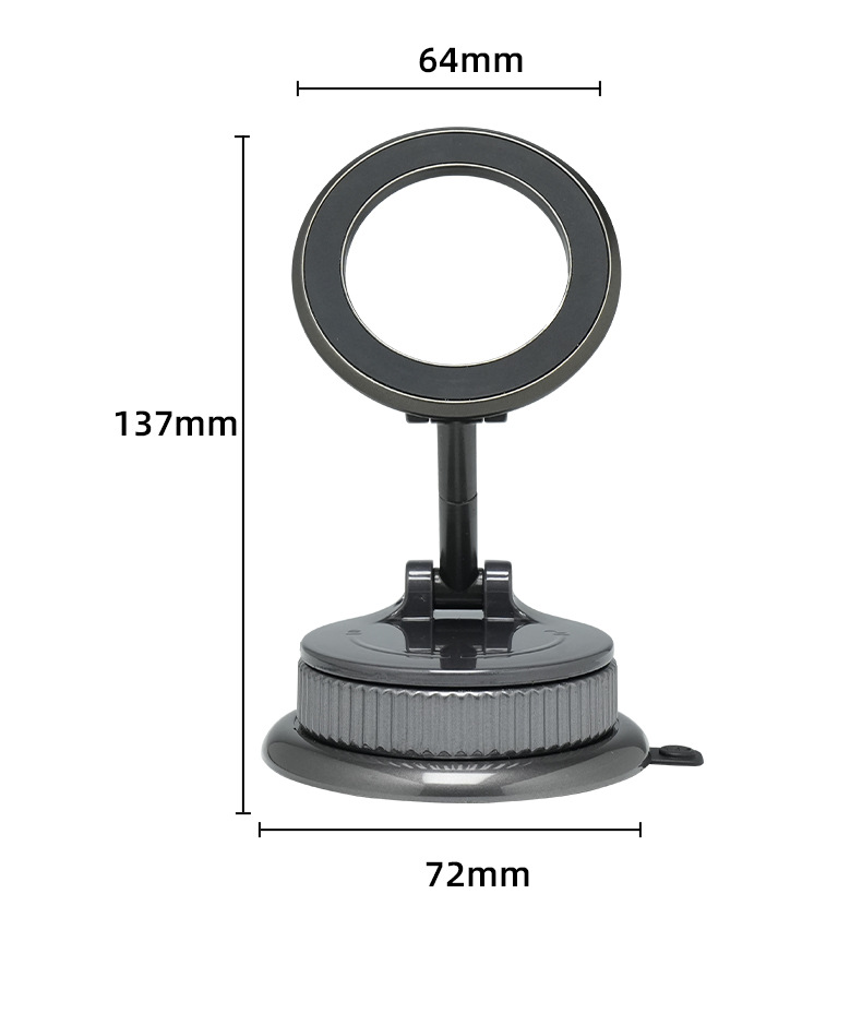 Double-sided magnetic phone holder with large suction cup, zinc alloy magnetic car vacuum suction navigation stand