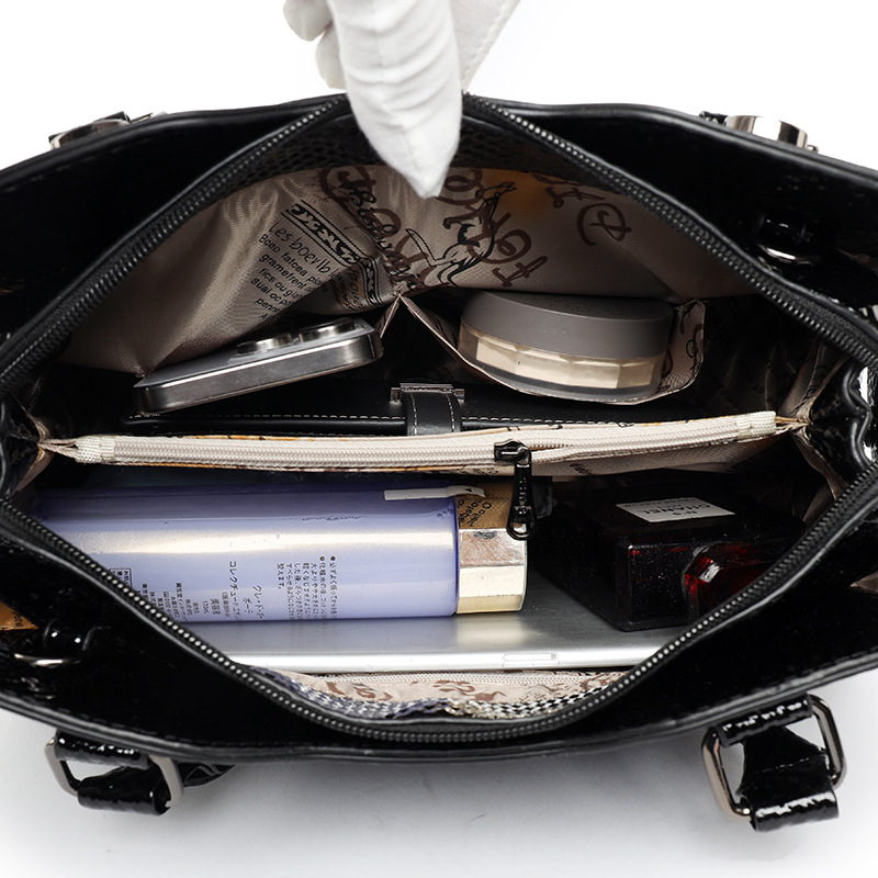 Cross-border 2024 nuevo estilo europeo y americano de alto nivel atmósfera bolsas de mano de mujer lacadas empalmadas bolsas de hombro de mujer