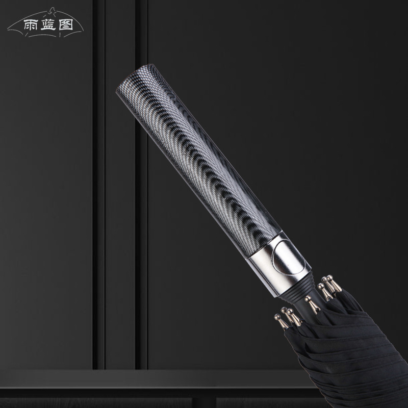 New black full fiber handle business golf umbrella reinforced long handle umbrella straight umbrella advertising Custom Hotel umbrella