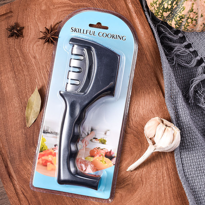 hogar conveniente acero tungsteno cerámica afilador de cuchillos de cuatro ranuras afilador de cuchillos de cocina