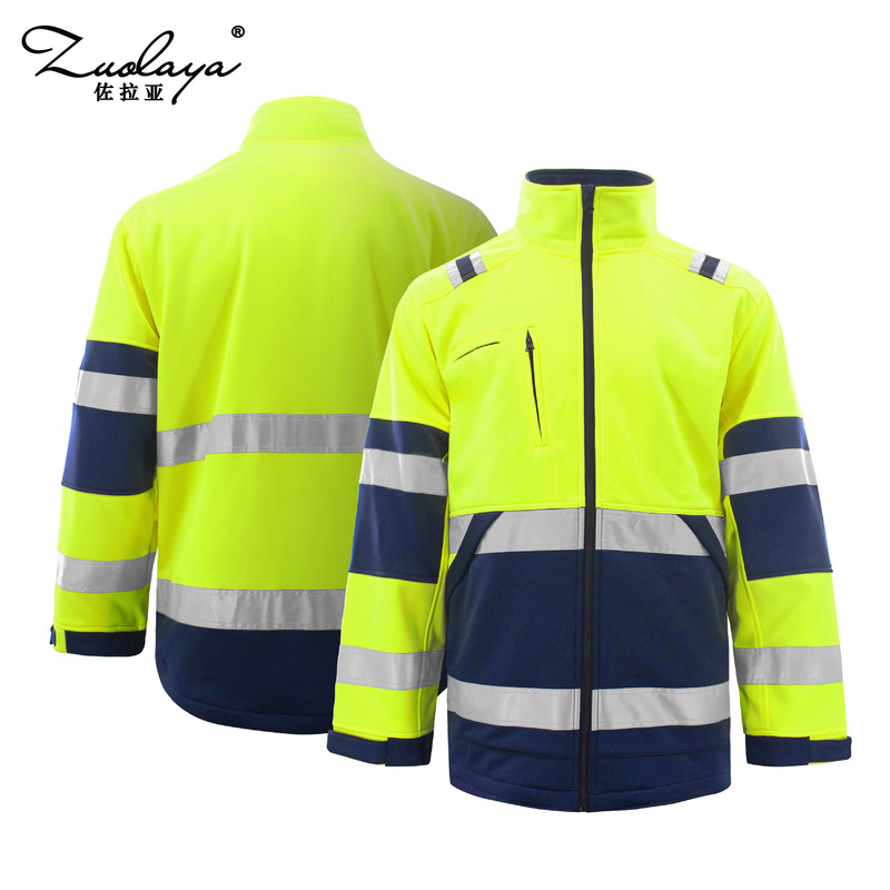 Foreign Trade New Cross-Border Men's Autumn and Winter Outdoor Windproof Reflective Strip Jacket Work Clothes Velvet Sweatshirt Jacket