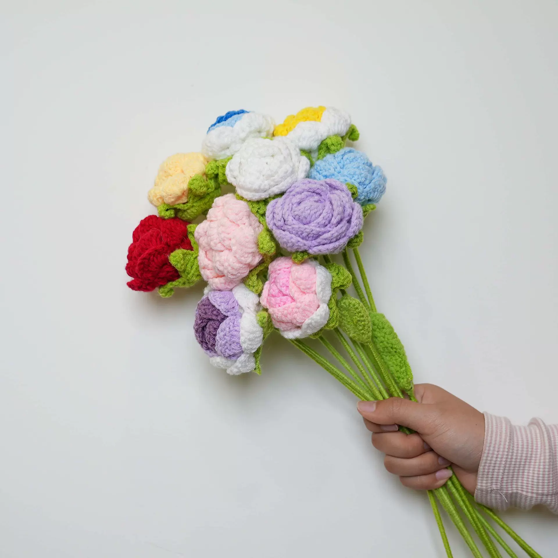 教师节玫瑰花编织花束假花手工钩针仿真花毛线花朵成品情人节礼物