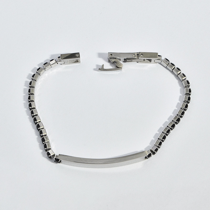 Daily Occasion Retro Classic Style Geometric Customization Laser Engraving Titanium Steel Zircon Men's Bracelets Men's Chain Bracelets