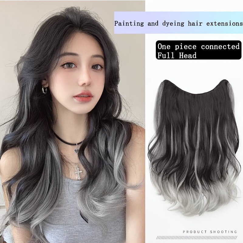Long Curly Hair Extensions for Women, Seamless Invisible Hair Extensions, Invisible Hair Volume Increase, Highlighted Water Wave Hair Extensions, Hair Pieces for the Ends Long Curly Hair Extensions for Women, Seamless Invisible Hair Extensions, Invisible Hair Volume Increase, Highlighted Water Wave Hair Extensions, Hair Pieces for the Ends