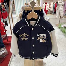 春秋款小熊童装男童休闲小立领撞色棒球服外套TKJM241201A