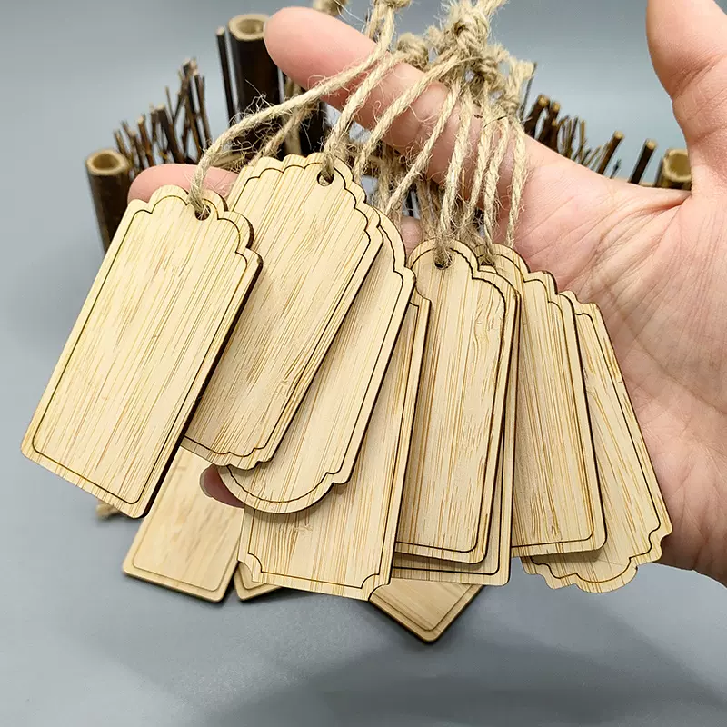 空白竹制方款小吊牌装饰挂牌花篮礼盒衣服饰品吊牌激光雕刻