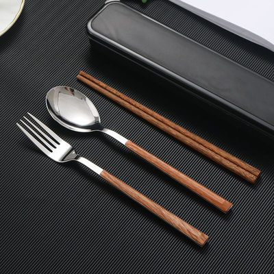 不锈钢餐具餐勺餐叉木筷便携套装外出学生上班族用餐干饭收纳盒袋
