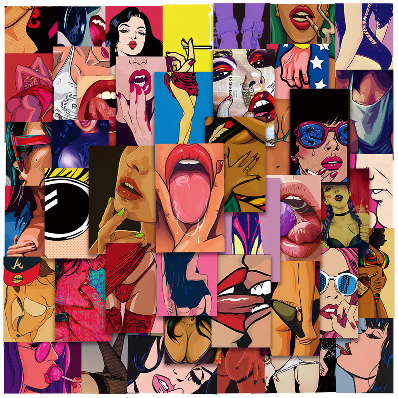 50 European and American sexy stickers body partial luggage notebook helmet water cup waterproof graffiti stickers stickers