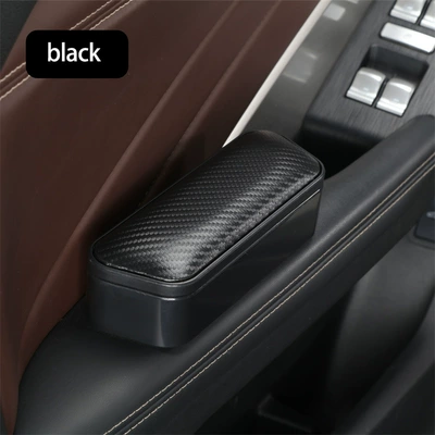 Car left elbow rest door storage box car lift armrest box elbow rest booster add seat armrest (Armrest box) - thickening-can-be-raised-carbon-fiber-black-length-17cm-width-6cm