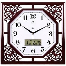 七王星挂钟客厅大方形复古创意中式家庭电子石英钟表日历时钟挂表