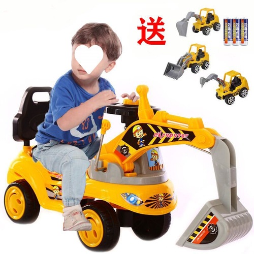 挖掘机玩具大号可坐儿童骑土学步扭扭车溜溜车人孩工程车小额代发
