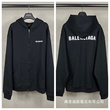 欧美跨境巴黎B家秋冬新款篮球01球服印花宽松连帽长袖卫批发