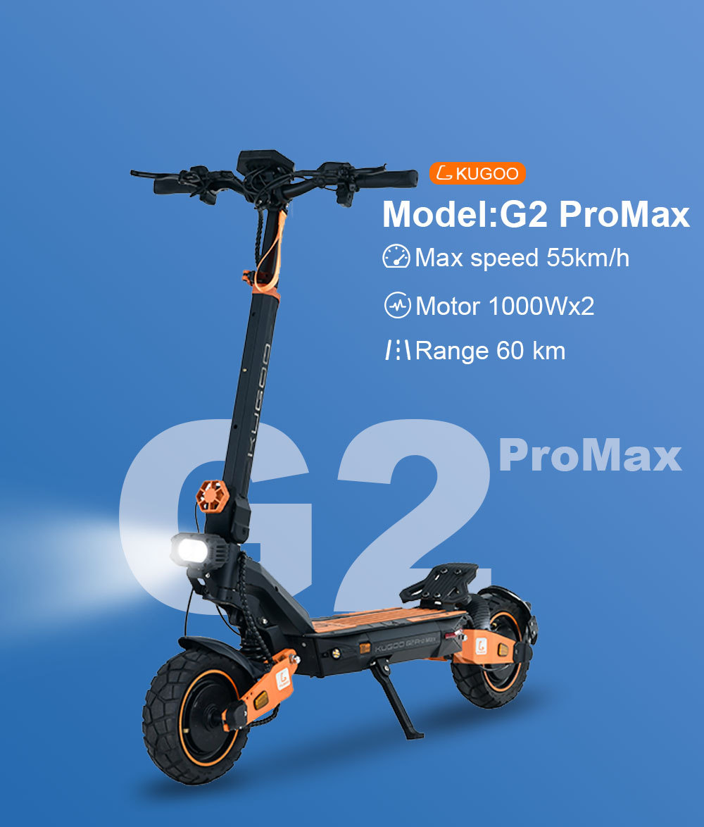 Kugoo G2 Pro Max 1000W=F2 Pro Max, 52V 20Ah Foldable Adult Electric Scooter