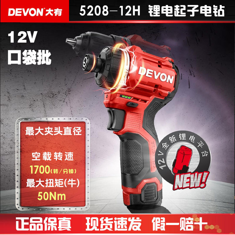 Dayou (デボン) 12V ブラシレスリチウム電気ドリル 5208 ハンド電気ドリル充電式ドリル 50Nm ハンドドライバーデュアル電気|undefined