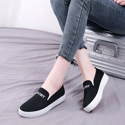 Women's Spring Summer Canvas Shoes Trendy Casual Student Flat White Shoes Cross-border Shallow Mouth Platform Shoes Women's Soft Thick Sole Shoes