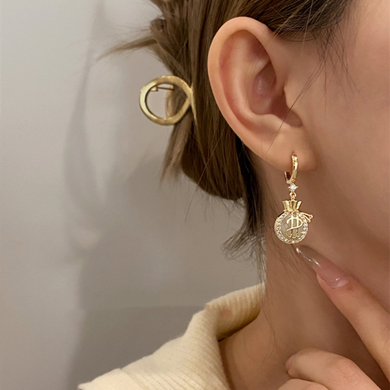 Fashion Opal Earrings Simple Earrings Money Bag Shape Alloy Earrings display picture 5