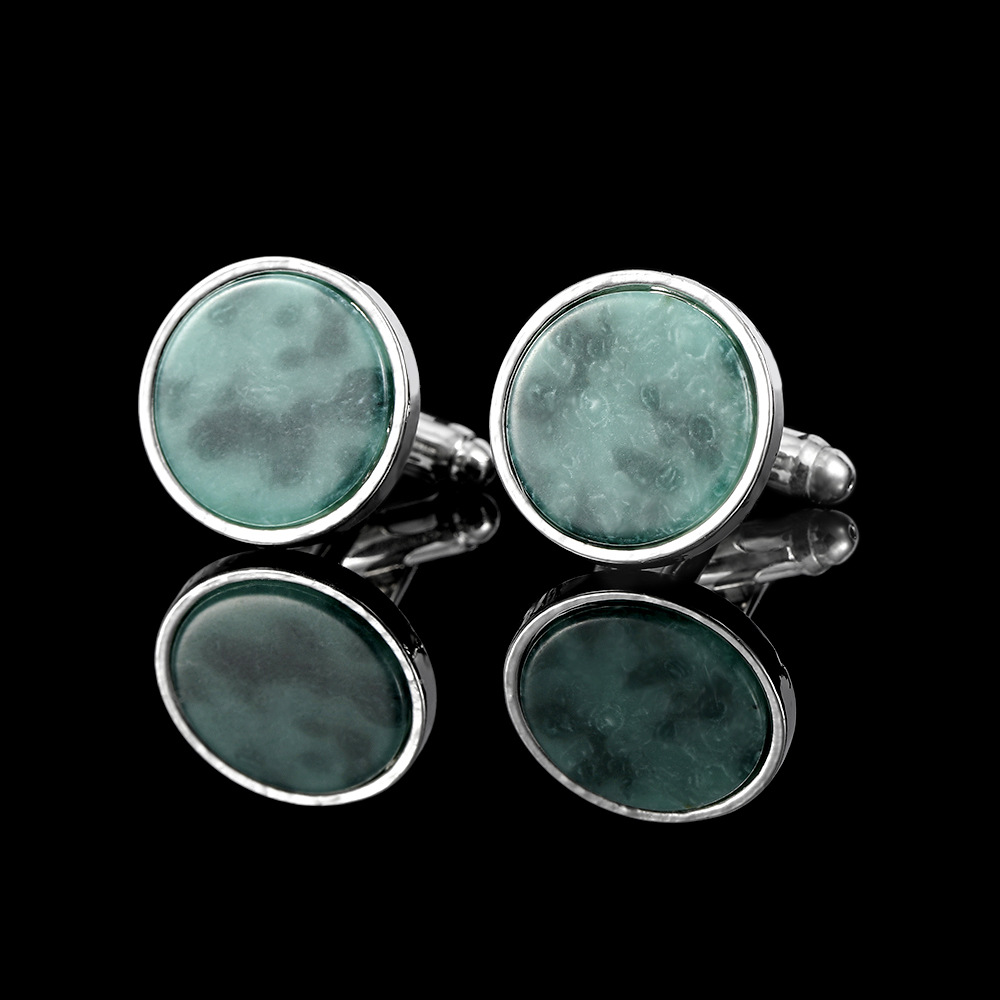 Hochwertige französische Manschettenknöpfe mit blauem Muster, Manschettenknöpfe aus Legierung, Retro-Muschelmanschetten, Business-Herrenhemdknöpfe auf Lager_voghion.com