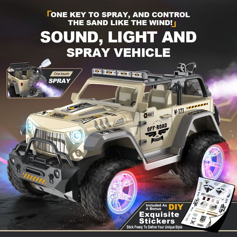 Cross-Border Military Hummer 2.4g Remote Control Sound and Light Spray Remote Control Car with Colorful Gradient Lights Off-Road Climbing Car Model Cross-Border Military Hummer 2.4g Remote Control Sound and Light Spray Remote Control Car with Colorful Gradient Lights Off-Road Climbing Car Model