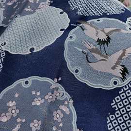 色织提花中国风中式仙鹤鸟梅花裙装服装旗袍礼服包包面料高端