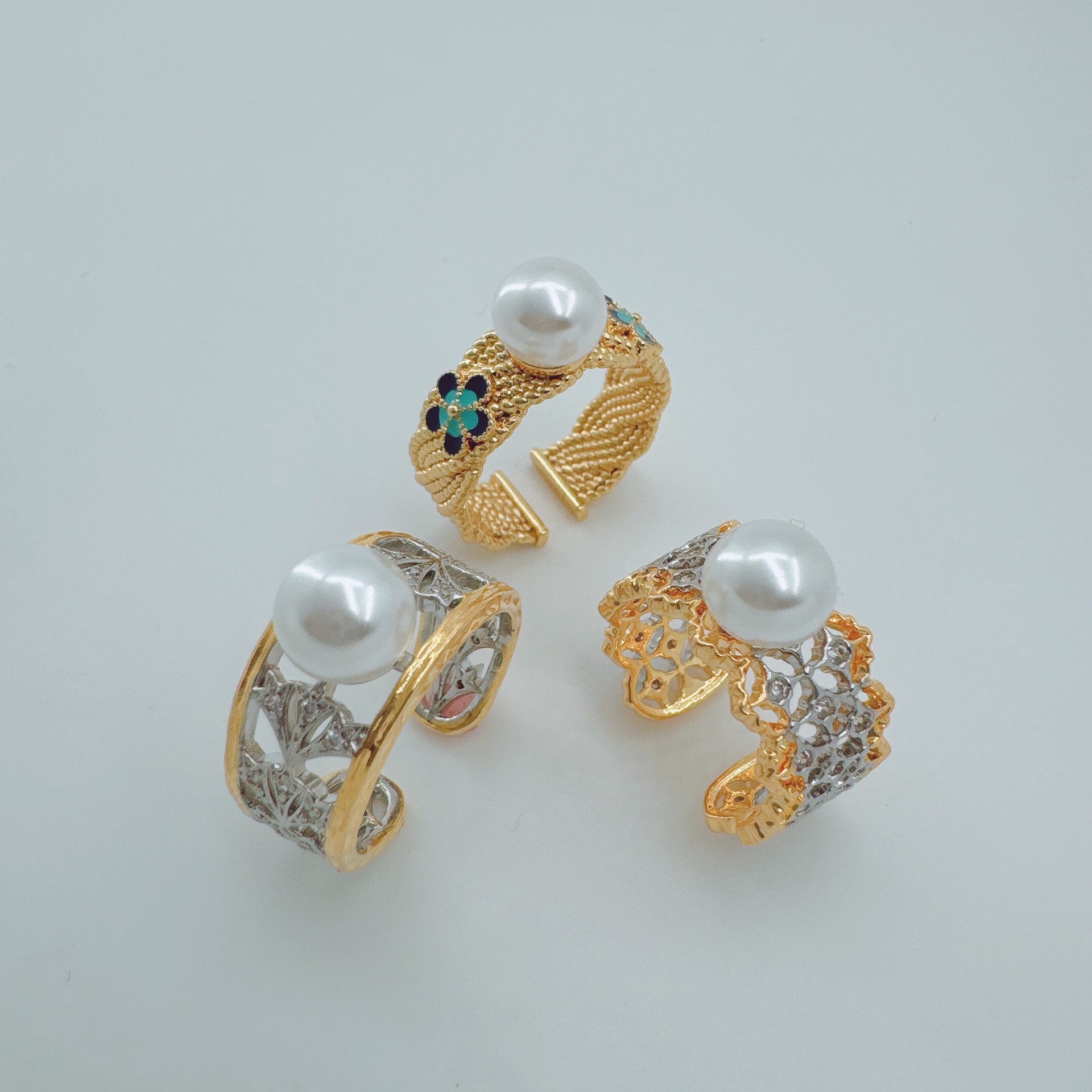 New Luxury-Style Ring with 8mm Freshwater Pearls, 18K Gold-Plated Zircon, High-End Jewelry, Niche Accessory Ring