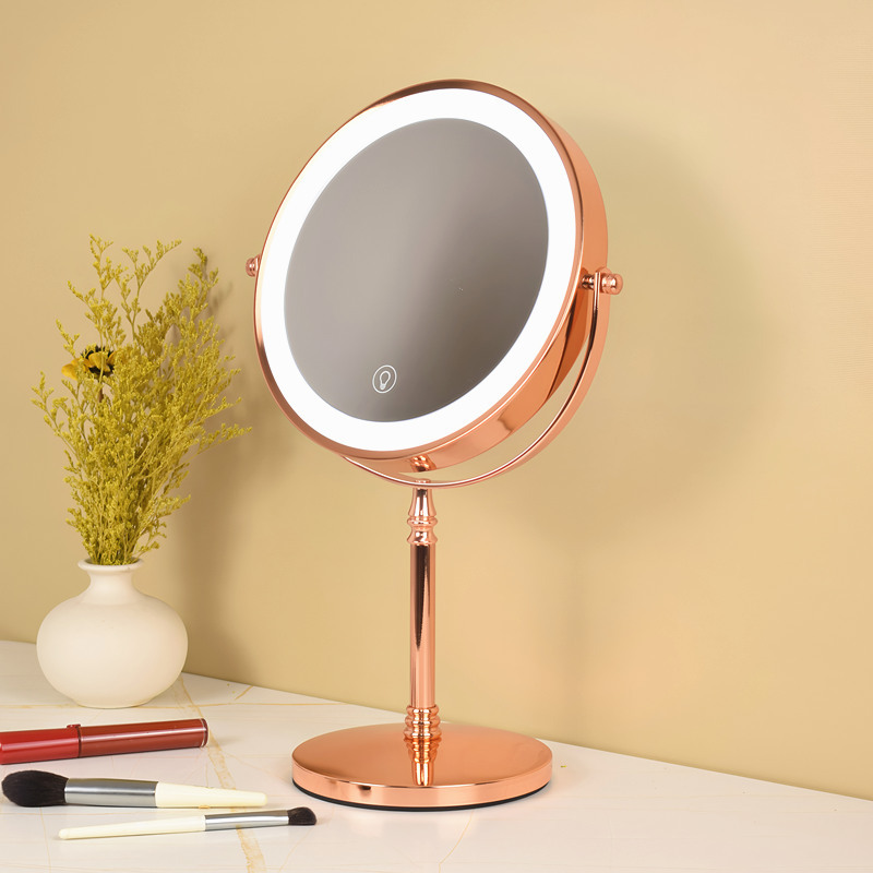 8 pulgadas de oro rosa de moda recargable de tres colores de luz