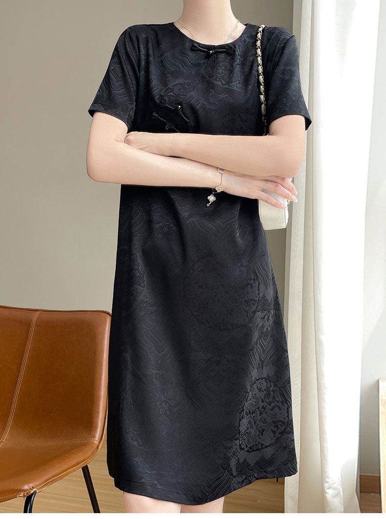 New Chinese-style Modernized Jacquard Cheongsam For Women 2024, High-end Exquisite Retro Short-sleeve With Buttoned_ecoleips.com