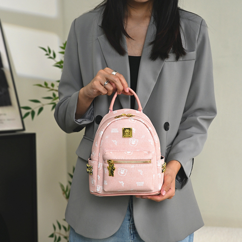 Cute oso impresión mochila de mujer nueva moda mochila de gran capacidad, bolso de viaje ligero de estilo extranjero, mujer