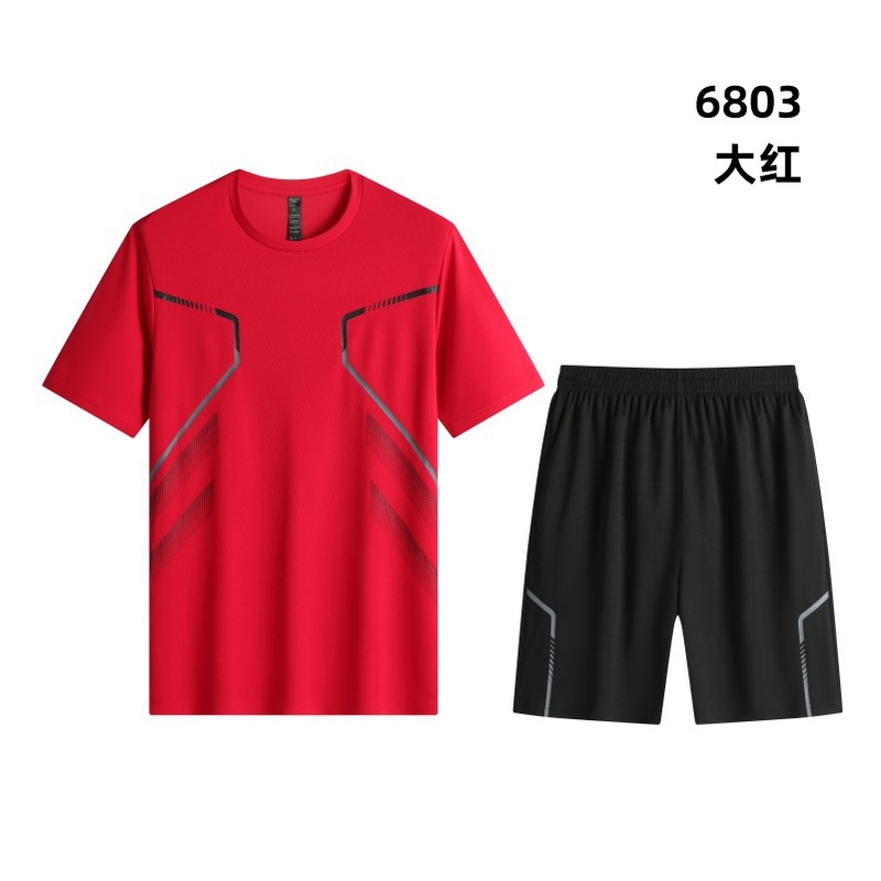 跑步服定制男冰丝运动服印logo健身衣套装夏季短袖t恤晨跑速干裤|undefined