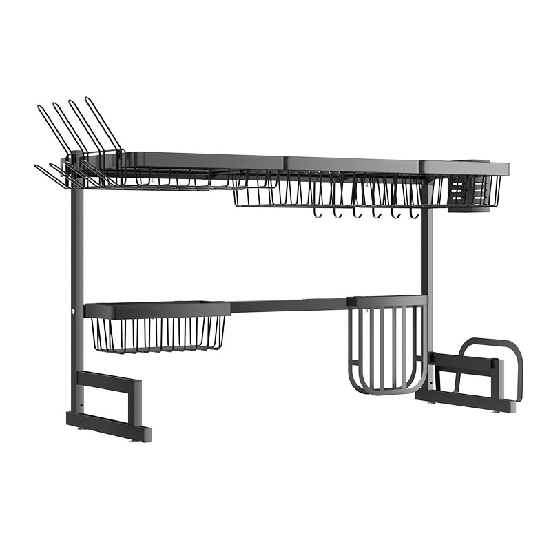 Estante de plato de cocina fregadero estante de drenaje estante de almacenamiento negro estante de tazón de drenaje estante de almacenamiento de piso transfronterizo Amazon