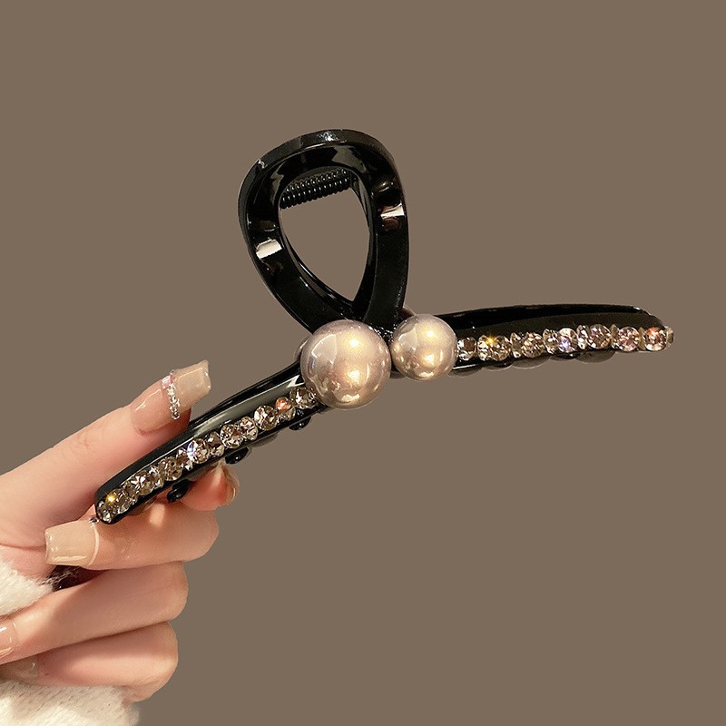 Full diamond double gray beads bright black - about 13cm