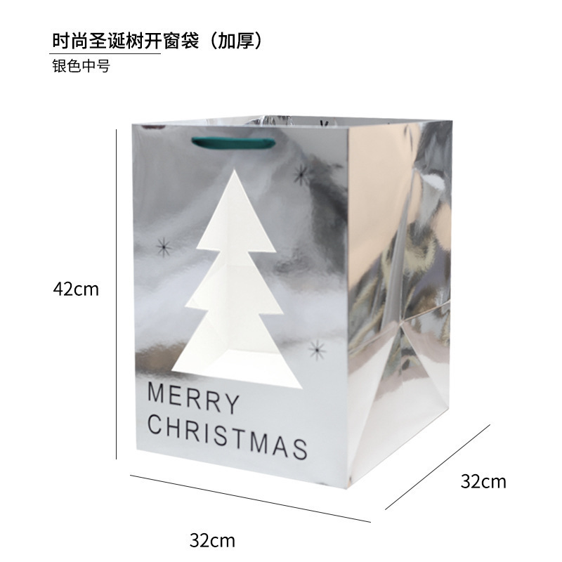 クリスマスクリスマスツリー手提げ紙袋ギフトバッグ窓開きギフトバッグクリスマスイブ透明ギフトバッグ卸売|undefined