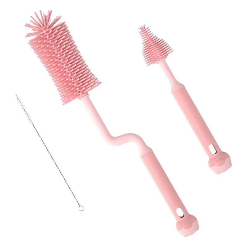 Silicona botella cepillo bebé pezón cepillo paja Cepillo giratorio botella cepillo de lavado Shabu cepillo de limpieza traje